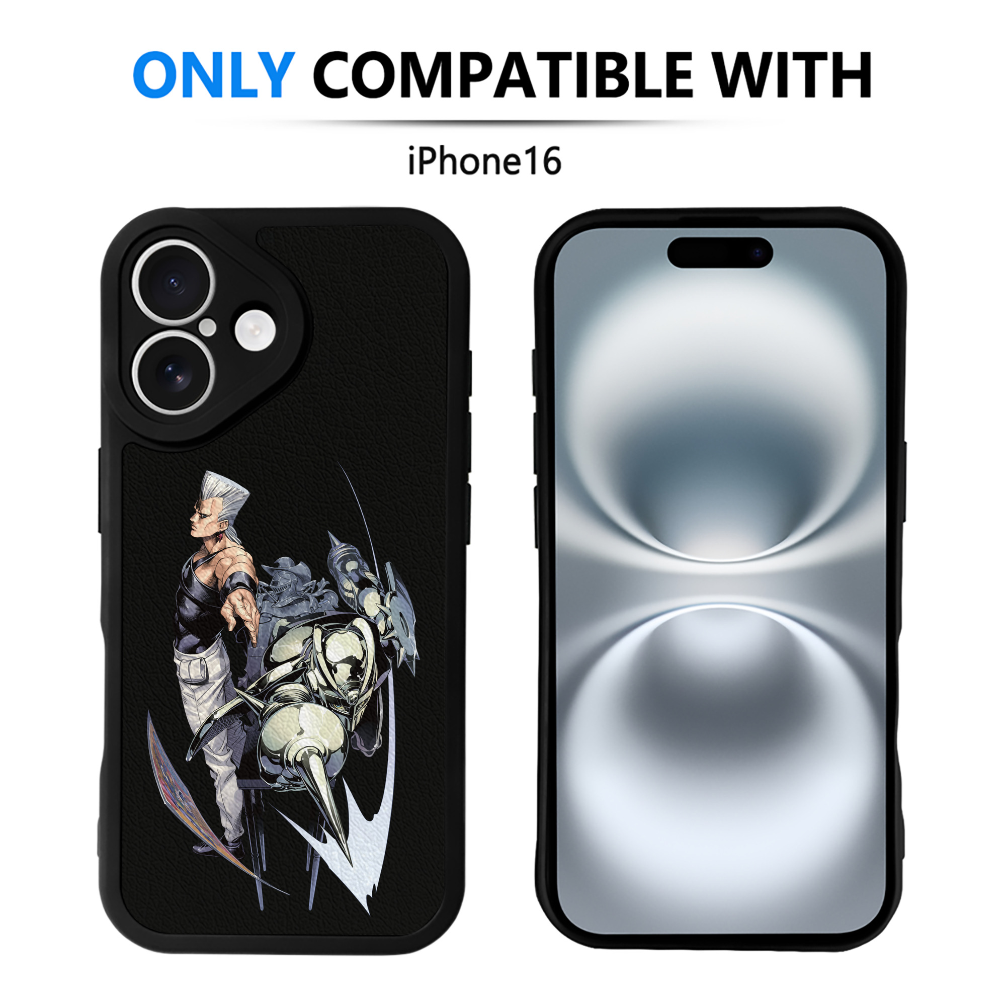 （画像用） ジョジョの奇妙な冒険 ジャン＝ピエール?ポルナレフ JoJo's Bizarre Adventure Jan Pierre Polnareff 【iPhone 16シリーズ対応】シリコンスマホケース（レザー調） 材質：シリコン